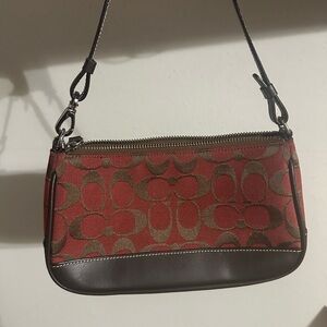 SOLD Vintage Coach Monogram Red Brown Demi Bag Mini 6094